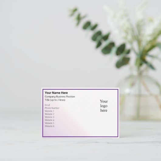 Light Peri Tint & Royal Purple Online Biz Logo 名刺 (スタンド正面)