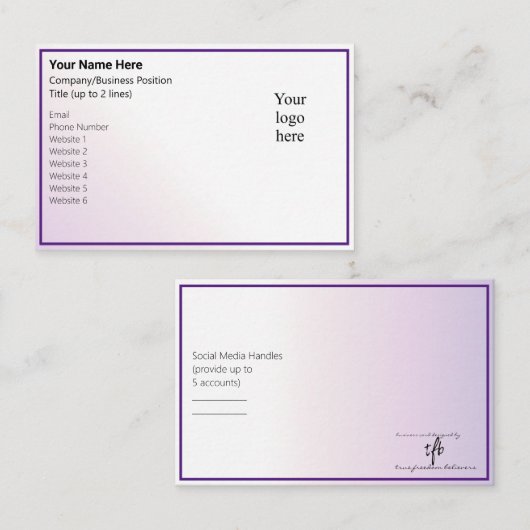 Light Peri Tint & Royal Purple Online Biz Logo 名刺 (正面/裏面)