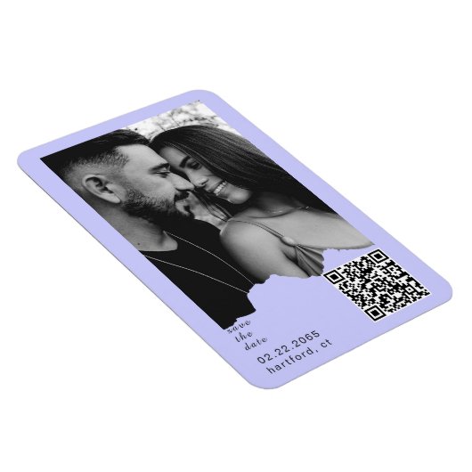 Light Periwinkle Couple Photo QR Code Wedding  マグネット (右側)