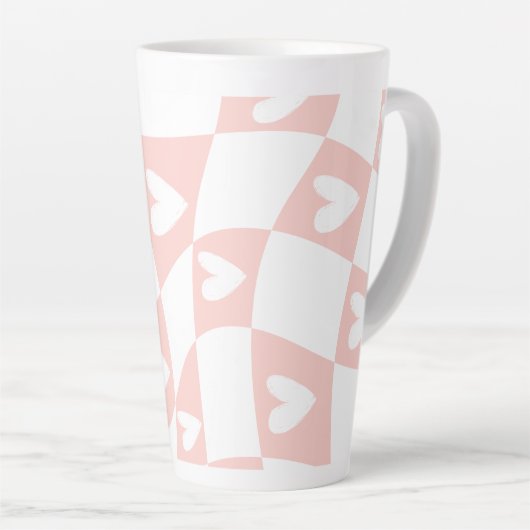 Light Pink Abstract Heart Mug – Minimal Aesthetic  カフェラテマグ (右アングル)