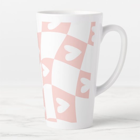 Light Pink Abstract Heart Mug – Minimal Aesthetic  カフェラテマグ (右)