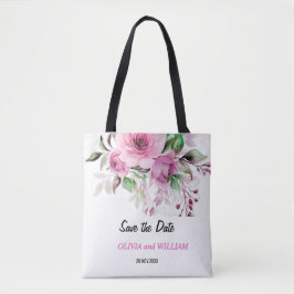 Light Pink and Purple Floral Save the Date Tote Ba トートバッグ