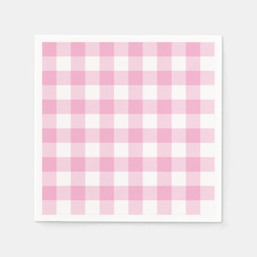 Light Pink and White Buffalo Plaid Gingham スタンダードカクテルナプキン (正面)