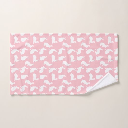 Light Pink And White Bunny Pattern Cute Easter バスタオルセット (ハンドタオル)