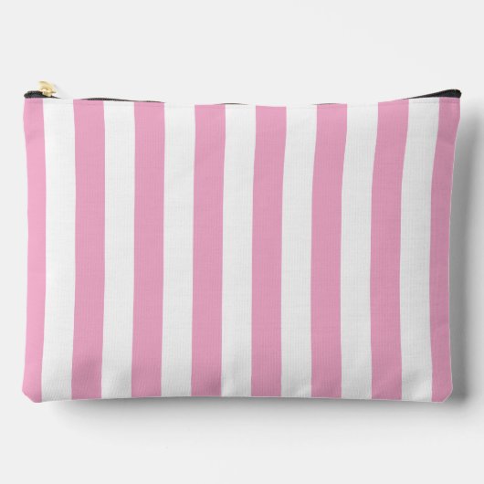 Light Pink and White Vertical Striped アクセサリーポーチ (正面)