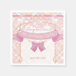 Light Pink Art Nouveau Magical Girl Birthday スタンダードカクテルナプキン