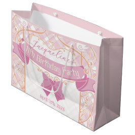 Light Pink Art Nouveau Princess Birthday ラージペーパーバッグ