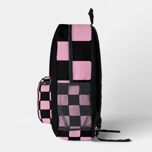 Light Pink & Black Unique Pattern for School プリントバックパック (右)