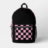 Light Pink & Black Unique Pattern for School プリントバックパック (正面)