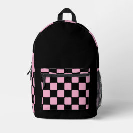 Light Pink & Black Unique Pattern for School プリントバックパック
