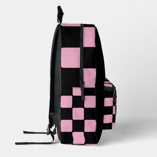 Light Pink & Black Unique Pattern for School プリントバックパック (左)