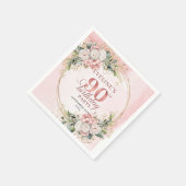 Light Pink Bohemian Floral 90th Birthday Party スタンダードカクテルナプキン (角)