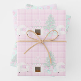 Light Pink Christmas Tree Gifts ラッピングペーパーシート