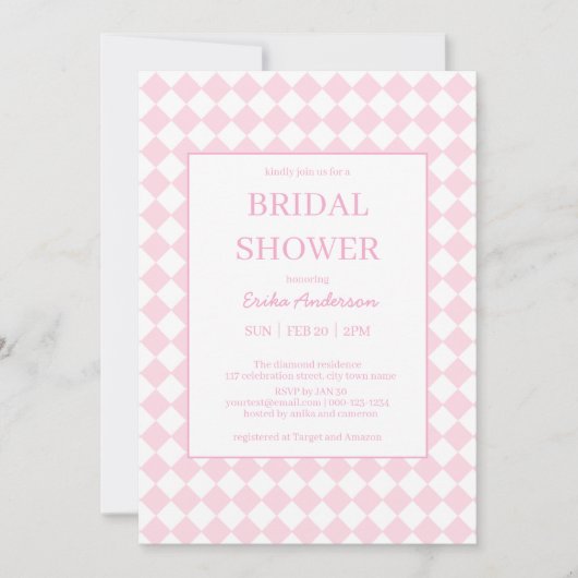 Light pink Classic design Bridal Shower Invitation 招待状 (正面)