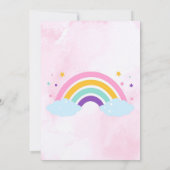 Light Pink Cute Unicorn Stars 4TH Birthday 招待状 (裏面)