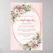 Light Pink Eucalyptus Unplugged Ceremony Sign ポスター (正面)