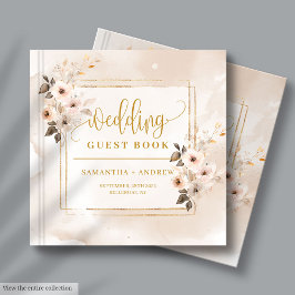 Light Pink Fall Florals Boho Wedding Guest Book ゲストブック