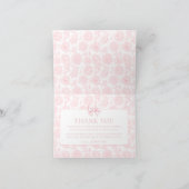 Light Pink Floral Bow Baby Girl Shower Foldable サンキューカード (内部)