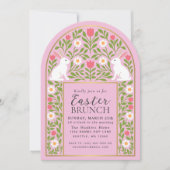 Light Pink Folk Art Easter Brunch Arch Invitation 招待状 (正面)