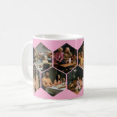 Light Pink Geometric Hexagon Photo Collage  コーヒーマグカップ (正面左)