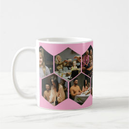 Light Pink Geometric Hexagon Photo Collage  コーヒーマグカップ