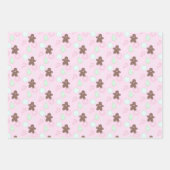 Light Pink Gingerbread Men Snowflakes ラッピングペーパーシート (正面)