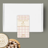 Light Pink Gingham Baked With Love Bakery Box  ラベル