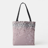Light Pink Glitter Girly Monogram Name Tote Bag トートバッグ (裏面)
