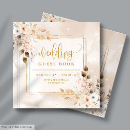 Light Pink & Gold Frame Autumn Wedding Guest Book ゲストブック