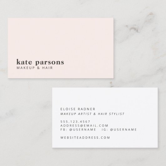 Light Pink Makeup and Hair Beauty 名刺 (正面/裏面)