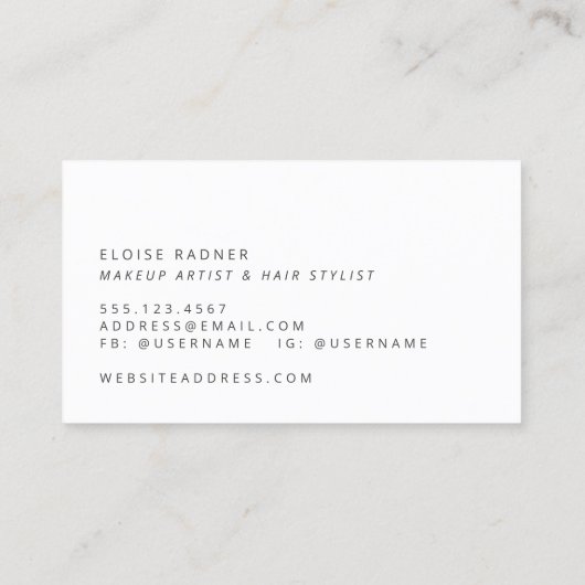 Light Pink Makeup and Hair Beauty 名刺 (裏面)