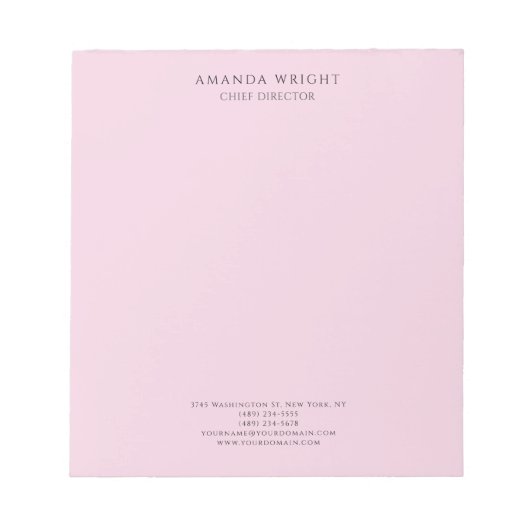 Light Pink Plain Attractive Stylish Business ノートパッド (正面)