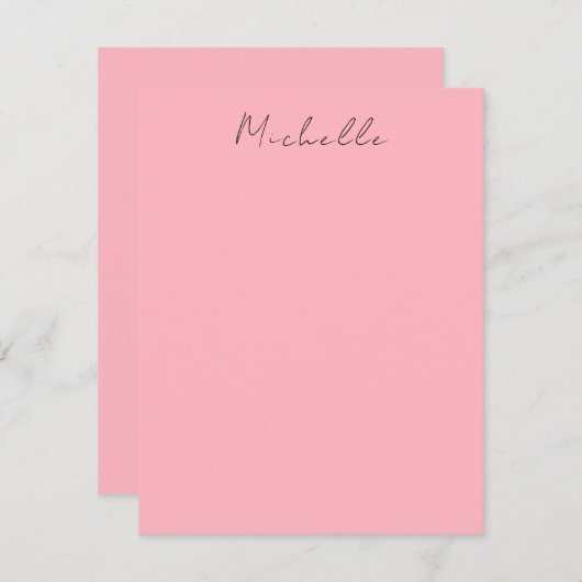 Light Pink Professional Unique Classic Handwriting ノートカード (正面/裏面)