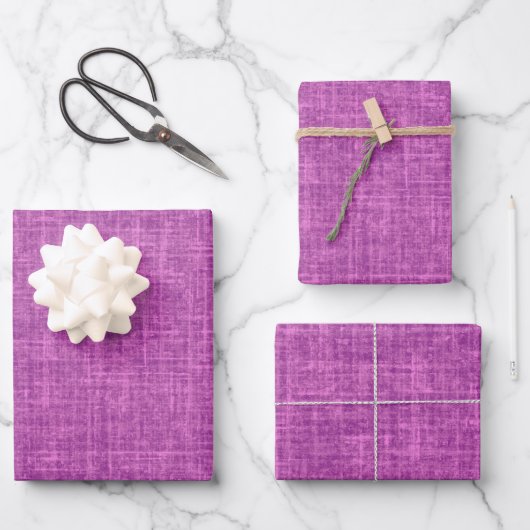 Light Pink Purple Linen ラッピングペーパーシート (正面)