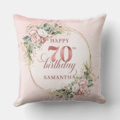 Light Pink Shimmering Floral Pillow 70th Birthday  クッション (裏面)