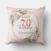 Light Pink Shimmering Floral Pillow 70th Birthday  クッション (正面)