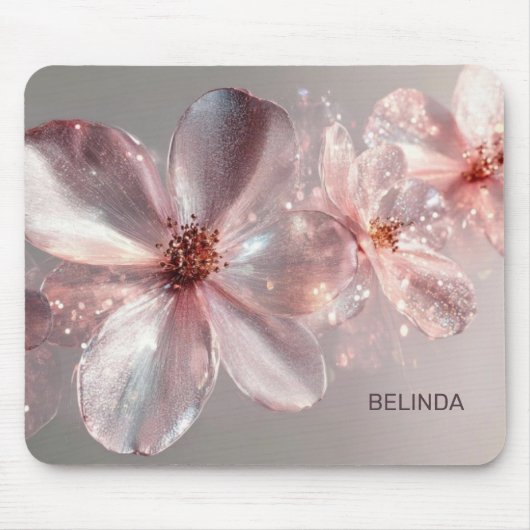 Light Pink Shiny Metallic Flower  Business Card マウスパッド (正面)