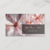 Light Pink Shiny Metallic Flower Business Card 名刺 (正面)