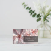 Light Pink Shiny Metallic Flower Business Card 名刺 (スタンド正面)