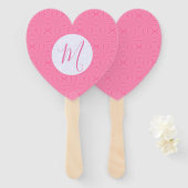 Light Pink Squiggly Squares Personal Initial Heart ハンドファン (正面&裏面)