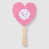 Light Pink Squiggly Squares Personal Initial Heart ハンドファン (正面)