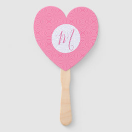 Light Pink Squiggly Squares Personal Initial Heart ハンドファン