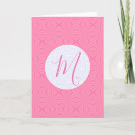 Light Pink Squiggly Squares Personalize Initial  カード