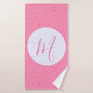 Light Pink Squiggly Squares Personalize Initial バスタオルセット