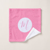 Light Pink Squiggly Squares Personalize Initial  バスタオルセット (ウォッシュタオル)