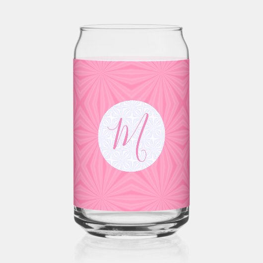 Light Pink Squiggly Squares Personalized Initial ガラス缶 (正面)
