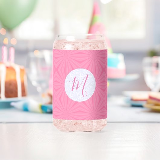 Light Pink Squiggly Squares Personalized Initial  ガラス缶 (インサイチュ (バースデー))