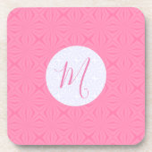 Light Pink Squiggly Squares Personalized Initial  コースター (正面)