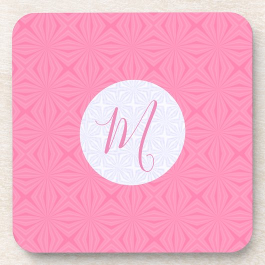 Light Pink Squiggly Squares Personalized Initial コースター (正面)