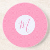 Light Pink Squiggly Squares Personalized Initial  コースター (正面)